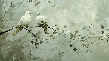 Serene Doves on Branch - Bird, dove, bird HD wallpaper