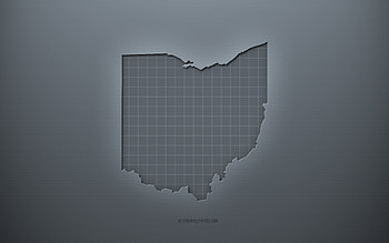 Ohio map, gray creative background, Ohio, USA, gray paper texture, American states, Ohio map silhouette, map of Ohio, gray background, Ohio 3d map HD wallpaper