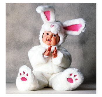 Cute Bunny, bunny, cute, kid smile, fluffy HD wallpaper