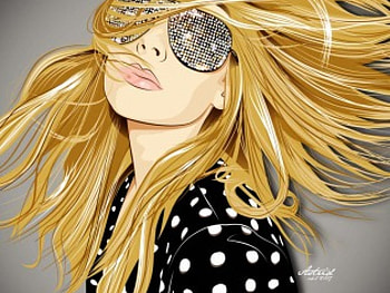 Blonde girl, sexy, blonde, girl, t-shirt, pink, artist, eyeglasses, lips, hair HD wallpaper