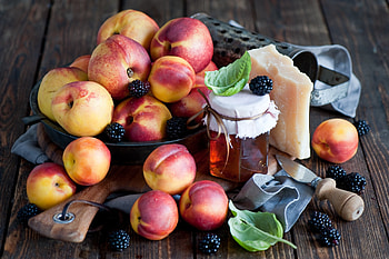 Fruits, Food, Tablewares, Cheese, Blackberry, Honey, Nectarine HD wallpaper