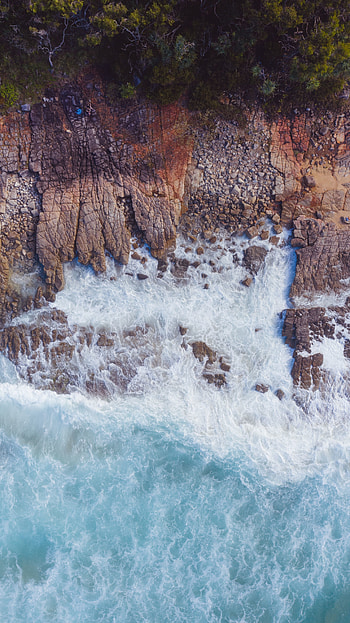 Coast, rocks, aerial view, nature HD phone wallpaper