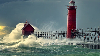 Grand Haven, Lighthouses HD wallpaper