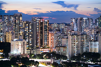 Cities, Sunset, Architecture, City, Building, Lights, Evening HD wallpaper