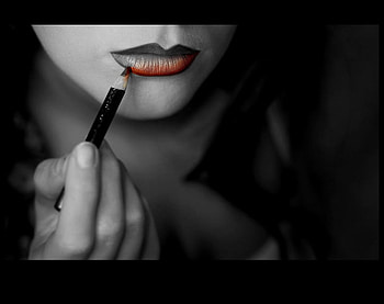Black and white, fo, al, lips, woman HD wallpaper