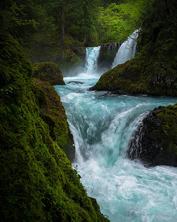 Stream, waterfall, river, landscape, nature HD phone wallpaper