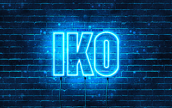 Happy Birtay Iko, , blue neon lights, Iko name, creative, Iko Happy Birtay, Iko Birtay, popular japanese male names, with Iko name, Iko HD wallpaper