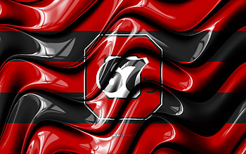 Ottawa 67s flag, , red and black 3D waves, OHL, canadian hockey team, Ottawa 67s logo, hockey, Ottawa 67s, Canada HD wallpaper