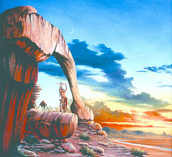 Bringing Back To The Buffalo, artwork, native, painting, clouds, sky, rocks, canyons HD wallpaper