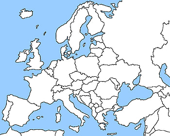 Blank map of Europe shows the political boundaries of the Europe, Continent of Asia HD wallpaper