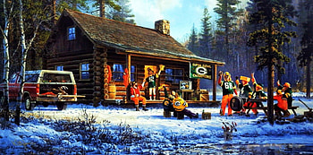 Game Day, artwork, painting, fans, footbll, super bowl, cottage, people HD wallpaper