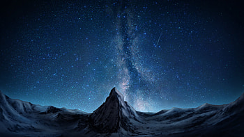 Mountain With Snow Blue Starry Sky Anime Nature Anime HD wallpaper