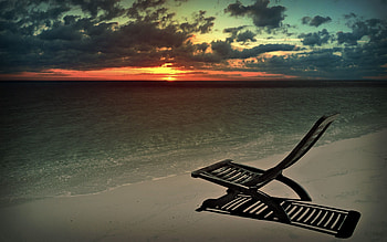 Nature, Sunset, Sky, Sun, Beach, Sand, Shadow, Armchair HD wallpaper