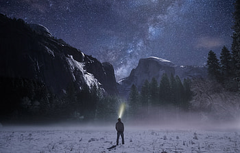 Nature, Mountains, Night, Starry Sky, Loneliness HD wallpaper