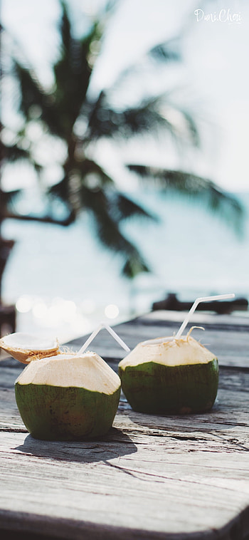 Coconut, Summer vibes, Fresh fruit, Tropical paradise HD phone wallpaper