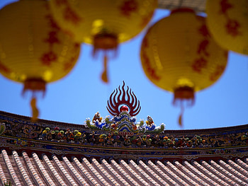 Miscellanea, Miscellaneous, Blur, Smooth, Roof, Chinese Lanterns HD wallpaper