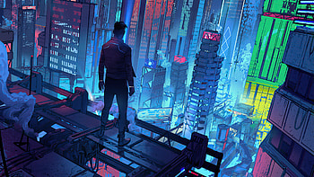 Looking At Mine City , cyberpunk, neon, artist, artwork, digital-art, artstation HD wallpaper