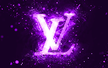 Louis Vuitton violet logo, , violet neon lights, creative, violet abstract background, Louis Vuitton logo, fashion brands, Louis Vuitton HD wallpaper
