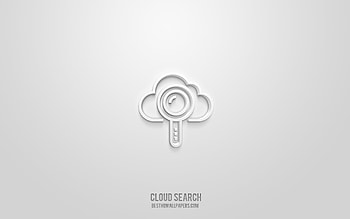 Cloud Search 3d icon, white background, 3d symbols, Wheat, networks icons, 3d icons, Cloud Search sign, networks 3d icons HD wallpaper