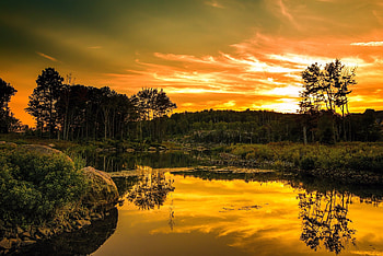 Sunset-Reflection, sky, Nature, Reflection, Sunset, cloud HD wallpaper