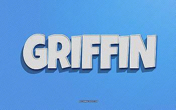Griffin, blue lines background, with names, Griffin name, male names, Griffin greeting card, line art, with Griffin name HD wallpaper