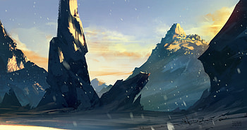 Fantasy, Art, Rock, Silhouette, Wanderer HD wallpaper