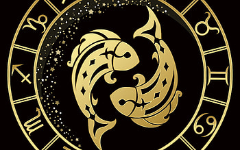 Zodiac ~ Pisces, golden, pisces, black, zodiac, pesti HD wallpaper