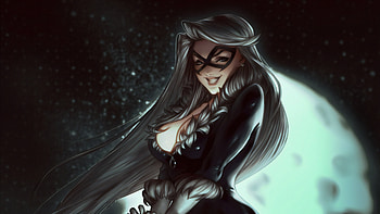 Black Cat Art, superheroes, artwork, fantasy-girls HD wallpaper