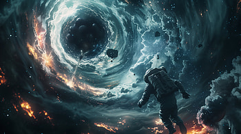 Galactic Odyssey: Sci-Fi Astronaut & Black Hole, Sci Fi, black hole, astronaut, universe HD wallpaper