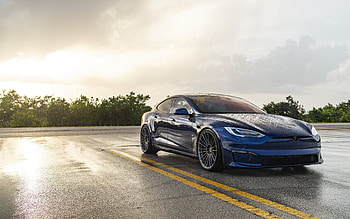 2022, Tesla Model S, , front view, exterior, electric cars, blue Model S, american cars, Tesla HD wallpaper