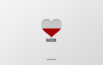 I Love Radom, Polish cities, Day of Radom, gray background, Radom, Poland, Polish flag heart, favorite cities, Love Radom HD wallpaper