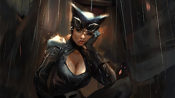 Catwoman In Rain, catwoman, superheroes, artwork, artstation HD wallpaper