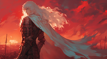 Griffith in Red: Epic from Berserk, Anime, Berserk, Griffith (Berserk), red anime HD wallpaper