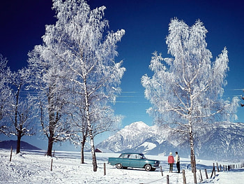 *** WINTER ***, trees, road, people, mountain HD wallpaper