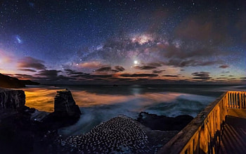 Milky way VIII., night, , stars, dusk, sunrise, reflection, milky way, ocean, sunset, sea, scene, landscape, rocks, lake, dawn, nature, sky HD wallpaper