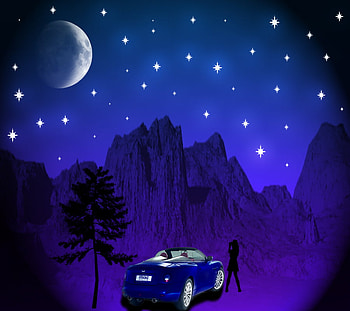 Star Lights, night, blue sky, moments, moon, stars, admiration HD wallpaper