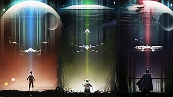 fantasy Art, Star Wars, Darth Vader, Yoda, Luke Skywalker, Death Star HD wallpaper