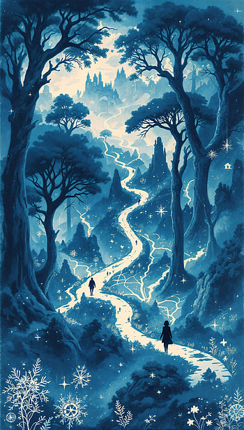 Enchanted Blue Forest: A Serene , blue, path, fantasy, forest, river HD phone wallpaper