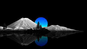 Mountains And Blue Sunset Oled , mountains, sunset, artist, artwork, digital-art, dark, black, oled HD wallpaper