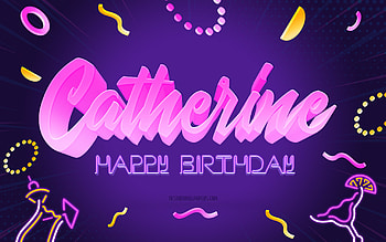 Happy Birtay Catherine, , Purple Party Background, Catherine, creative art, Happy Catherine birtay, Catherine name, Catherine Birtay, Birtay Party Background HD wallpaper
