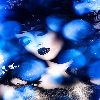 BLUE DREAM, blue, dreamming, fantasy, art, imagination, woman, dream HD wallpaper