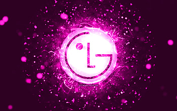 LG purple logo, , purple neon lights, creative, purple abstract background, LG logo, brands, LG HD wallpaper