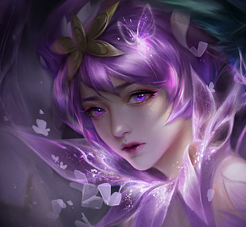 Fantasy girl, frumusete, rishengrisheng, art, gorgeous, girl, superb, purple, pink, fantasy, face, luminos HD wallpaper