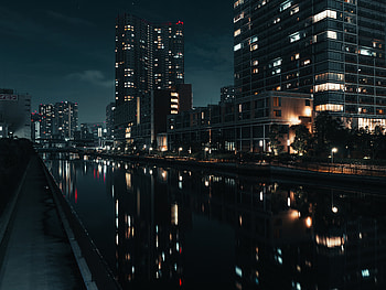 Cities, Rivers, Building, Night City, Tokyo HD wallpaper