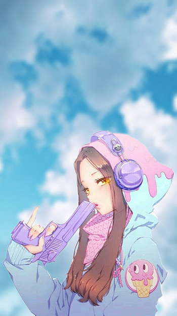 Anime girl, cloud, sky HD phone wallpaper