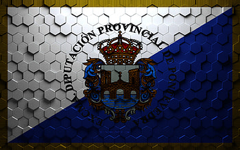 Flag of Pontevedra, honeycomb art, Pontevedra hexagons flag, Pontevedra 3d hexagons art, Pontevedra flag HD wallpaper