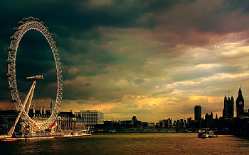 London_Eye, scene, city, wheel, london, sunset HD wallpaper