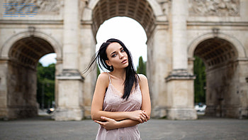 Woman model, crossed arms, Angelina Petrova HD wallpaper