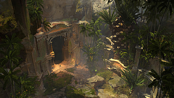 Verdant Sanctuary: Sunlit Fantasy Temple —, fantasy, temple HD wallpaper