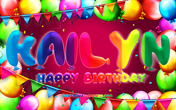 Happy Birtay Kailyn, , colorful balloon frame, Kailyn name, purple background, Kailyn Happy Birtay, Kailyn Birtay, popular american female names, Birtay concept, Kailyn HD wallpaper